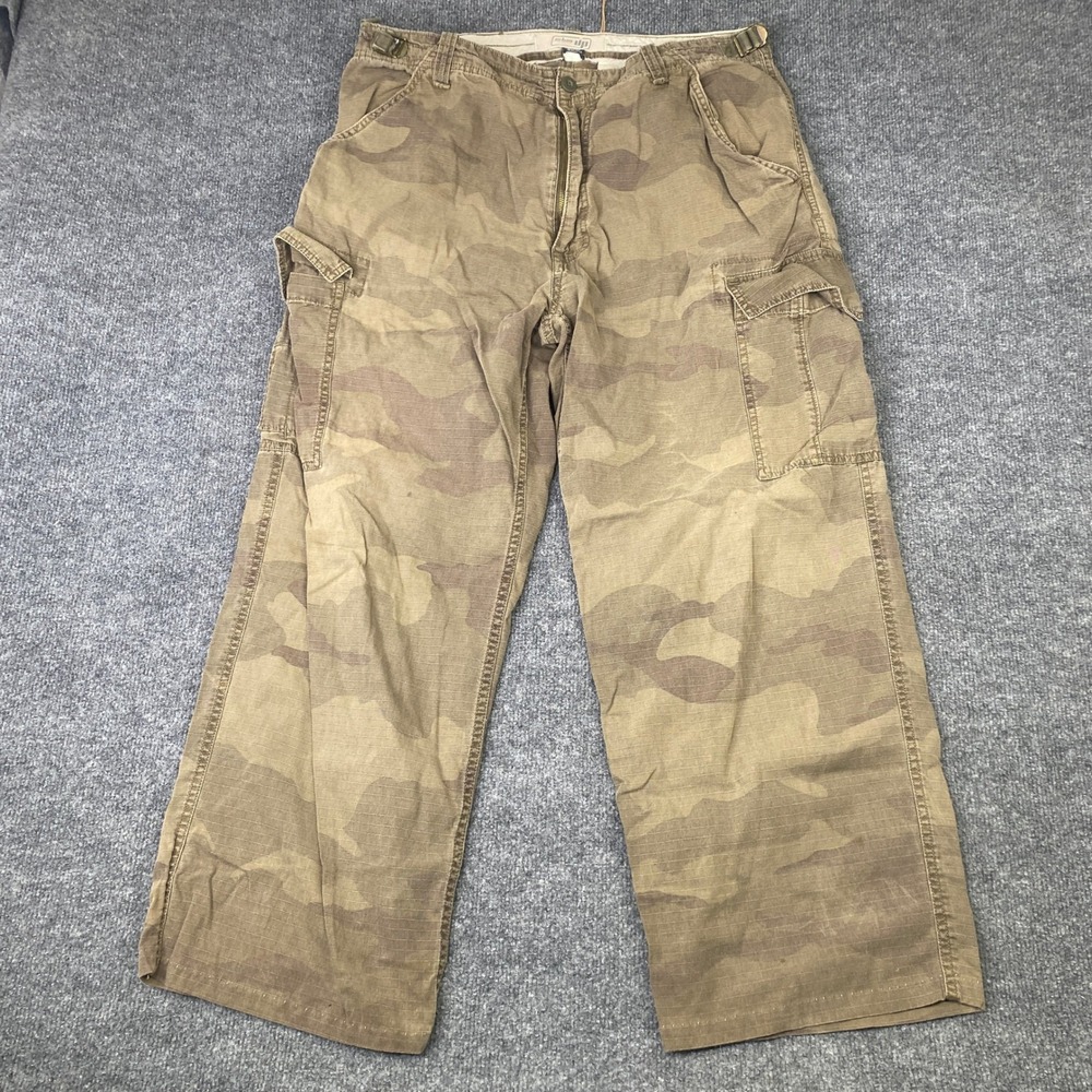 Urban Up Pipeline Mens Camo Ripstop Cargo Pants Brown Camouflage 34x30 Baggy